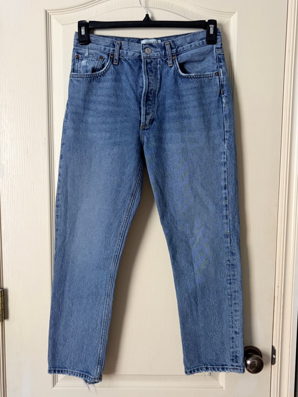 Agolde Riley High Rise Straight Leg Button Fly Denim Jeans, 28